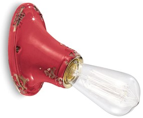 Applique Vintage Senza Diffusore Ceramica Rosso 1 Luce E27