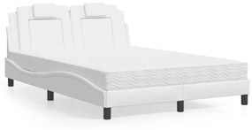 Letto Con Materasso Bianco 140x200 Cm İn Similpelle /
