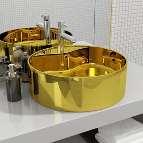 Lavandino Con Troppopieno 46,5x15,5 Cm İn Ceramica Oro /