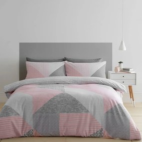 Set copripiumino e federa rosa per letto singolo 135x200 cm Larsson Geo – Catherine Lansfield