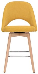 Sgabelli da bar scandinavi tessuto effetto velluto testurizzato giallo e massello di hevea 65 cm (set di 2) COSETTE