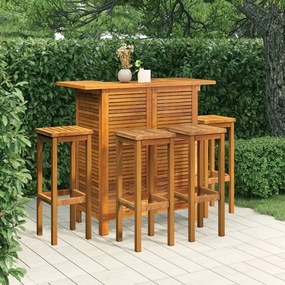 Set Da Bar Per Giardino 5 Pz İn Legno Massello Di Acacia /