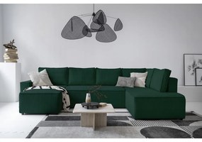 Divano letto angolare in velluto a coste verde scuro Brave Dave - Miuform