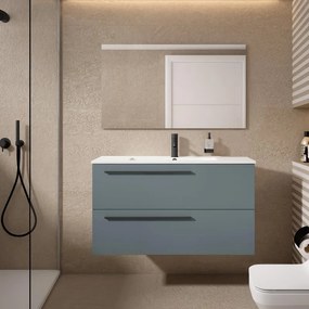 Mobile da bagno sospeso sotto lavabo L 100 x H 55 x P 45 cm blu laccato opaco, 2 cassetti VISOBATH Mia