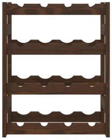 Portabottiglie per 16 bottiglie marrone legno massello di pino