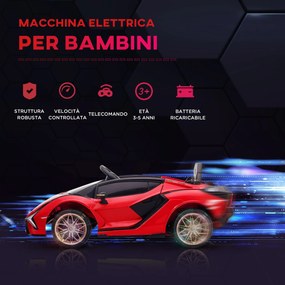 Macchina Elettrica per Bambini 12V con Licenza Lamborghini Sian FKP 37 Rossa...