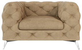 Poltrona marrone chiaro con rivestimento in velluto Chelsea – Ropez