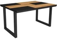 Tavolo da pranzo 6 posti 140x90 cm con gambe in legno design moderno colore Nero e Rovere