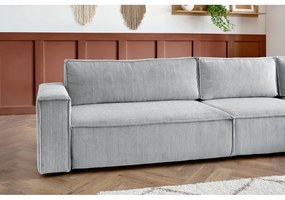 Divano angolare in velluto a coste grigio chiaro, angolo destro Nihad modular - Bobochic Paris