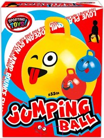 Palla Cavalcabile per Saltare con Maniglia per Bambini Ø55x65 cm con Emoticon Rosso o Giallo o Blu...