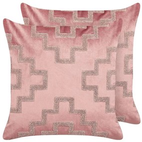 Set di 2 cuscini velluto rosa 45 x 45 cm SERGIPE  Beliani