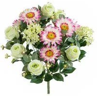 Set 2 Bouquet Artificiale Rose/Gerbera per 16 Fiori Verde