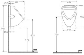 Isvea - Orinatoio con attacco superiore, ceramica/bianco