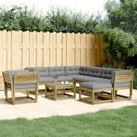 Set Divani da Giardino 8pz con Cuscini Legno Impregnato di Pinocod mxl 89301