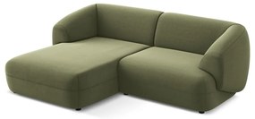 Divano angolare verde (con penisola a sinistra) con rivestimento in velluto Moana – Makamii