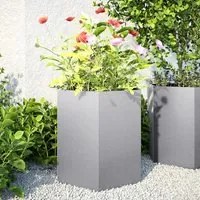 Fioriere da Giardino 2 pz Esagono 46x40x45cm in Acciaio Zincato 851119