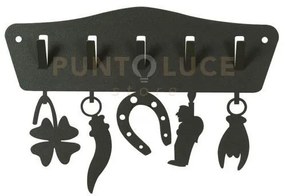 Porta chiavi toccaferro nero in ferro 31x21cmh