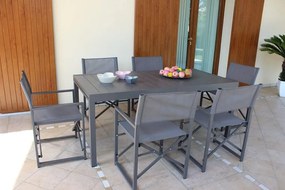 DEXTER - set tavolo in alluminio cm 160/240 x 90 x 75 h con 8 poltrone Carpenter