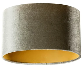 Paralume in velluto verde con interno oro, ovale 25/16/15