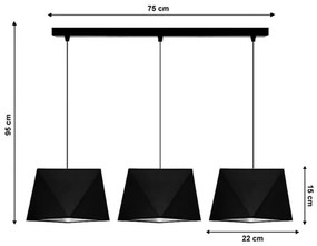 Lampadario a sospensione con filo DIAMENT 3xE27/60W/230V nero