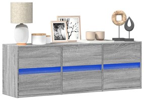 Mobile Tv A Parete Con Luci Led Grigio Sonoma 130x31x45 Cm /