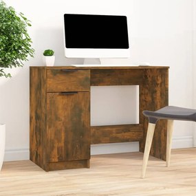 Scrivania Rovere Fumo 100x50x75 Cm İn Legno Multistrato /