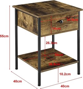 Mobile industrial 1cassetto +1 ripiano 40x35x60h