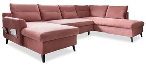 Divano letto a U in velluto rosa, angolo destro Stylish Stan - Miuform