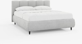 ARKAM letto imbottito con vano contenitore e testiera a lavorazione verticale - design shabby chic in tessuto certificato Oeko-Tex®