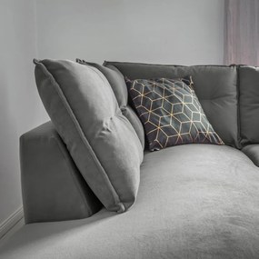 Divano letto angolare in velluto grigio chiaro L, angolo sinistro Stylish Stan - Miuform