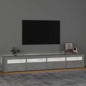 Mobile porta tv con luci led grigio cemento 240x35x40 cm