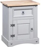 Comodino in Legno di Pino Messicano Corona Grigio 53x39x67 cm cod mxl 30635