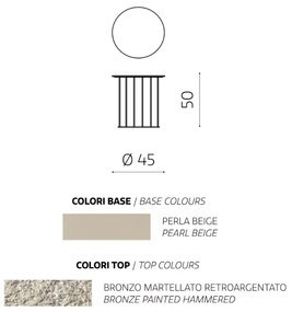 Tavolino tondo D45 cm con base in metallo Beige e piano in vetro martellato Bronzo MUTE