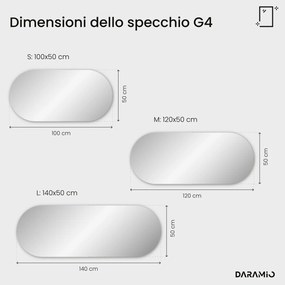 Specchio asimmetrico con luce LED G4