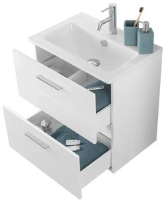 Mobile bagno sospeso 60 bianco lucido con lavabo e specchio Miami