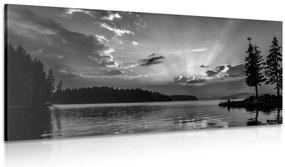 Stampa su tela – Riflesso del lago di montagna in bianco e nero