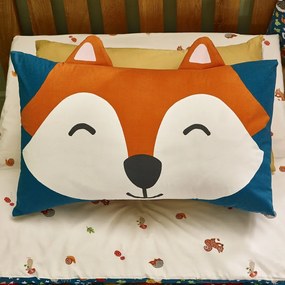 Set copripiumino e federa da bambini verde e beige per letto singolo 135x200 cm Fox and Woodland Friends – Catherine Lansfield