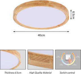 Brilagi - Plafoniera LED WOODROUND LED/30W/230V 3000/4000/6000K Ø 40 cm
