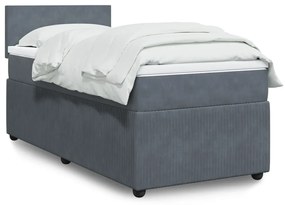 Giroletto A Molle Con Materasso Grigio Scuro 100x200 Cm Velluto /