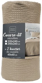 Set con copriletto e federa marrone chiaro in microfibra 240x260 cm Romane – douceur d'intérieur