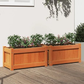 Fioriere Da Giardino 2pz Marrone Cera Legno Massello Di Pino /