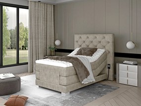 Letto motorizzato singolo boxspring Tokyo - Tessuto bianco panna