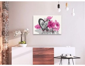 Quadro fai da te  Angioletti (cuore e orchidea rosa)  Colore Rosa, Dimensioni e Misure 60x40