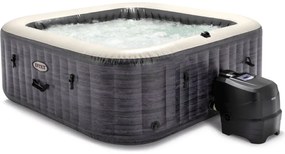 piscina idromassaggio gonfiabile intex "greystone deluxe" grigio effetto pietra 6 posti 196x196x71 cm - cod. 28452np