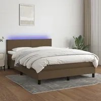 Letto a Molle Materasso e LED Marrone Scuro 140x200 cm Tessuto cod mxl 39462