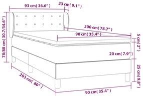 Giroletto a Molle con Materasso Nero 90x200 cm in Velluto