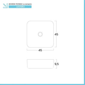 Lavabo da appoggio quadrato 45 cm in acciaio inox bianco opaco Goya