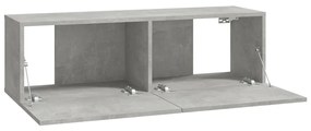 Set mobili porta tv 8pz grigio cemento in legno multistrato