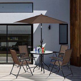 Costway Set di 4 sedie pieghevoli per cortile con schienale regolabile, Sedie portatili per esterno e interno Marrone