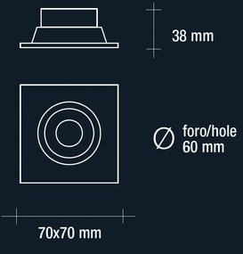 Vivida faretto inc.quadr.silver led 3w 260lm